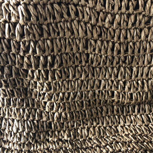 Woven Straw Wood Handle Tote Bag - Picture 3 of 5